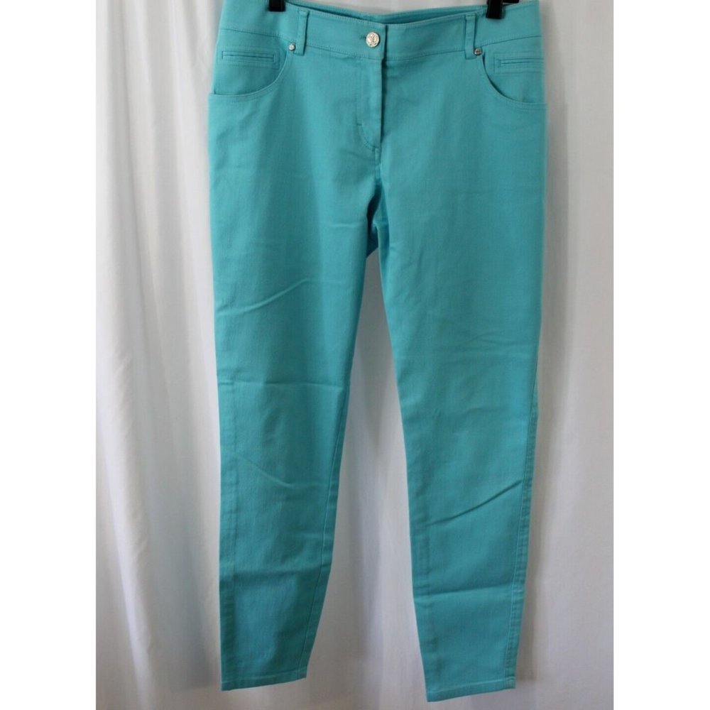 Per Se Womens Blue Slim Leg Cotton Blend Mid Rise Jeans 8